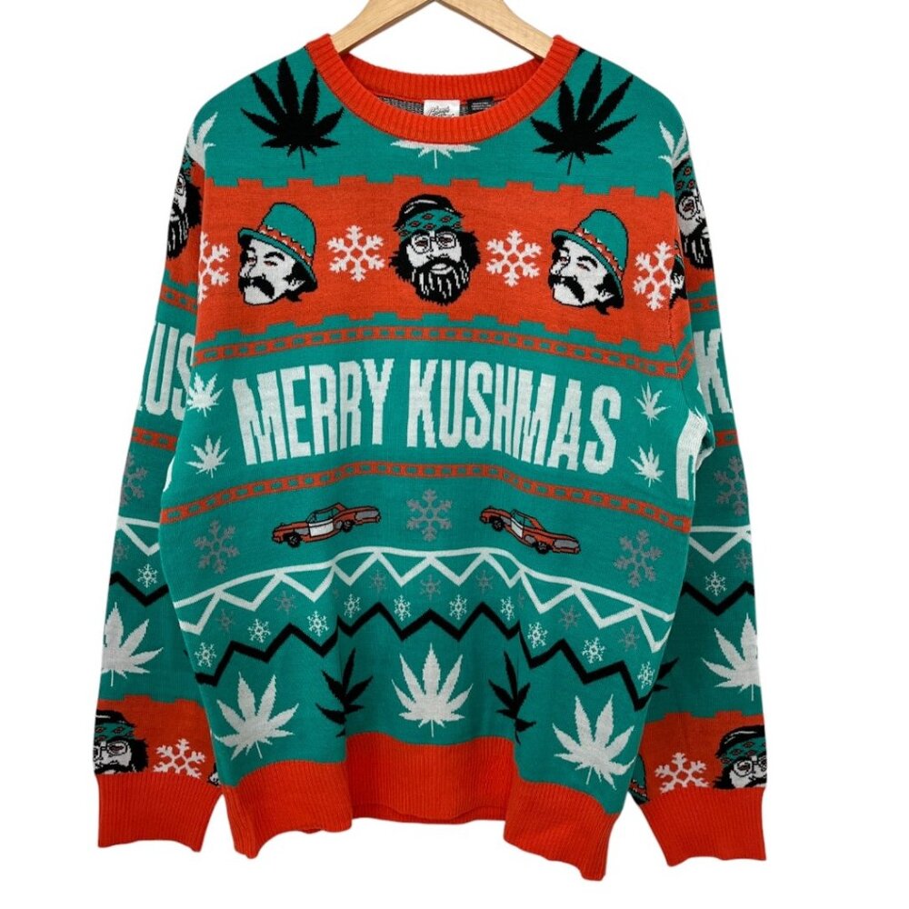 NWOT Merry Kushmas Cheech and Chong Christmas Sweater Men's Medium